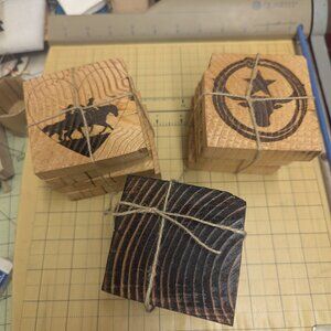 wood coasters with western wood burning